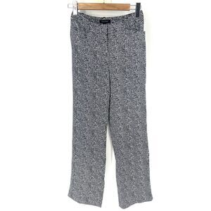 White House Black Market Wide Leg Pants Womens Size 0R‎ Black White Herringbone